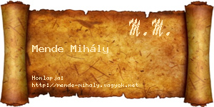 Mende Mihály névjegykártya
